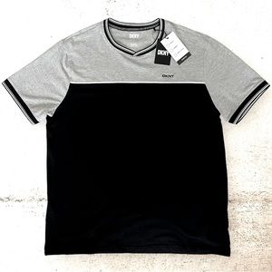 NWT DKNY Colorblock T-Shirt Black Gray Size Large